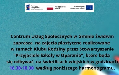 Zdjęcie do Zaproszenie na zajęcia plastyczne-aktualizacja harmonogramu