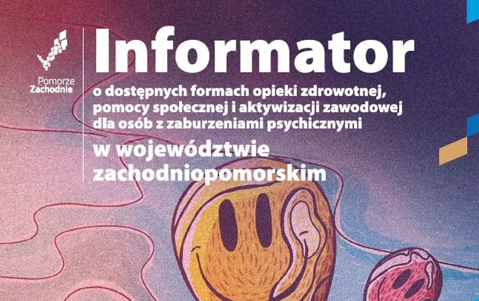 Plakat przedstawia kilka dorosłych osób, które na zielonej  łące pokrytej kwiatami, puszczają kolorowe  balony. Balony są  odwzorowaniem ludzkich twarzy i na jednych widać uśmiech a na innych smutek. Obrazek jest jakby namalowany kredkami i  widoczne są p